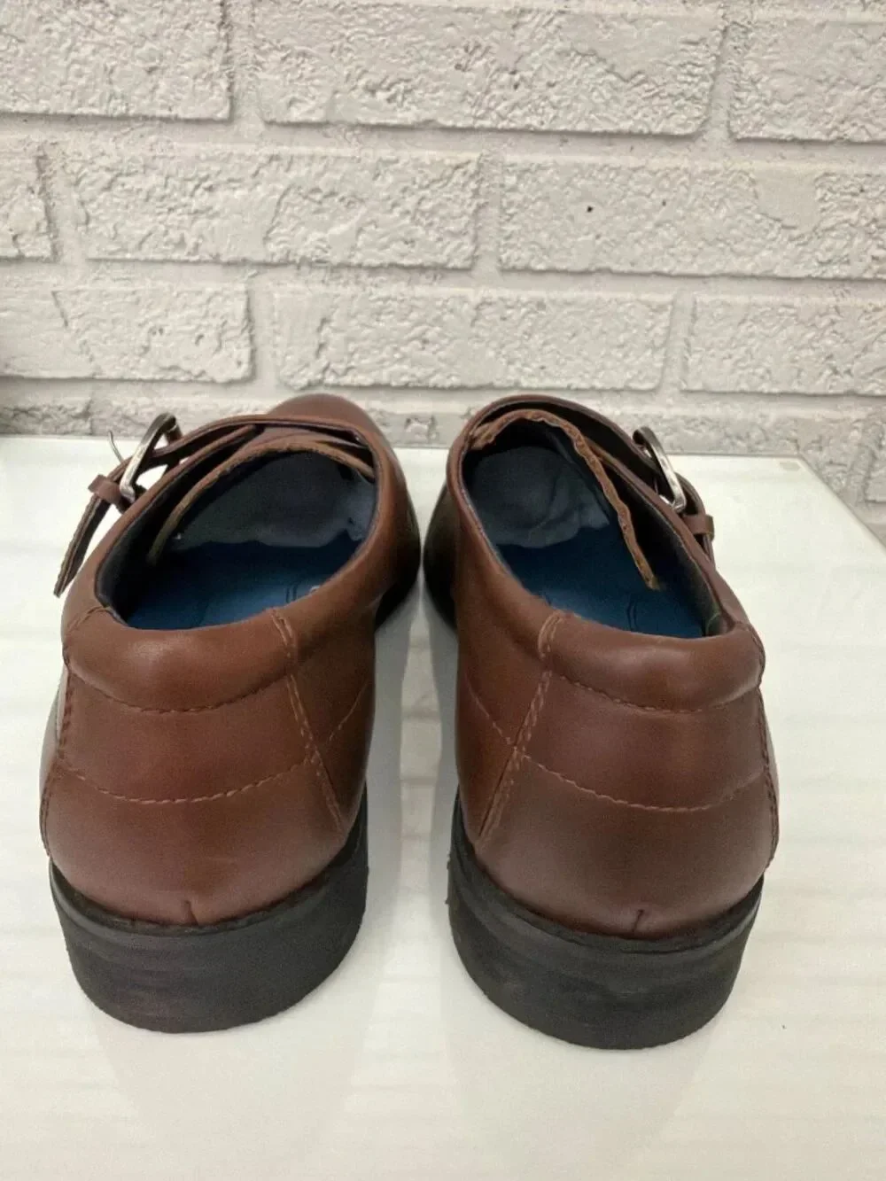 Vionic Ethan Orthaheel Technology Men’s Brown Leather Monk Strap Shoe Size 8.5